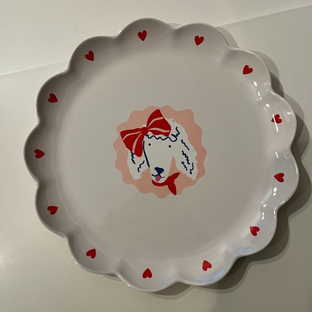 Poodle Novelty Plates - Set of SIX  10.5‎ inch Scalloped Flower Edges (p/x)